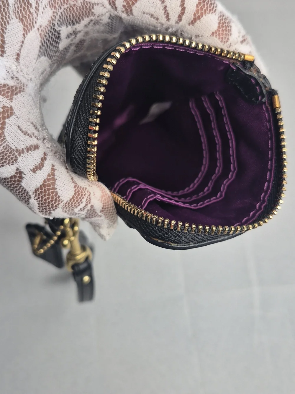 Coach Poppy Black Sequin Wristlet Wallet